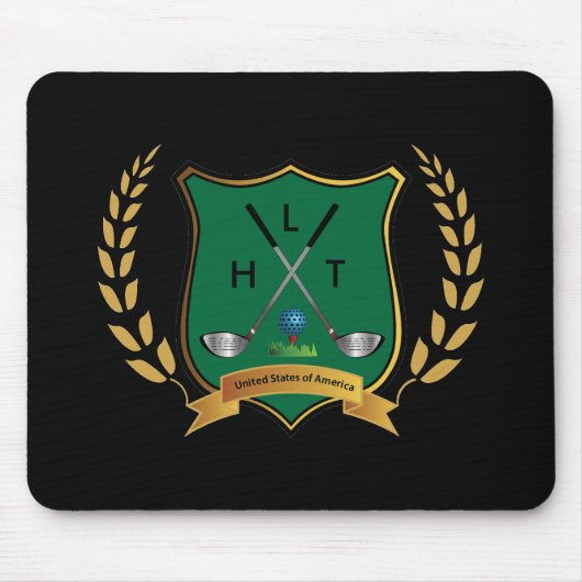 GOLF Crest met Laurel Wreath en Monogram Muismat (Voorkant)