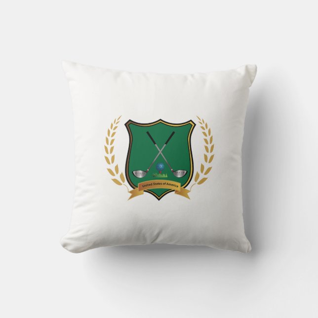 GOLF Crest met Laurel Wreath Monogram Kussen (Voorkant)
