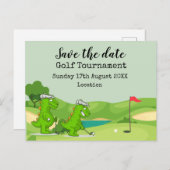 Golf Crocodile op golfbaan grappig feest Uitnodiging Briefkaart (Voorkant / Achterkant)