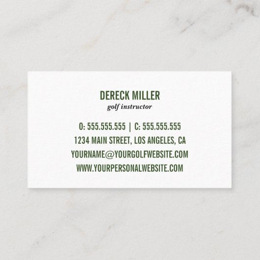 Golf Cup Logo | Golf Professional of Instructor Visitekaartje (Achterkant)