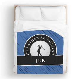 Golf Custom Golfer Monogram Silhouette Blauw Zwart Fleece Deken