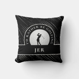Golf Custom Golfer Monogram Silhouette Zwart Wit Kussen