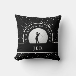 Golf Custom Golfer Monogram Silhouette Zwart Wit Kussen