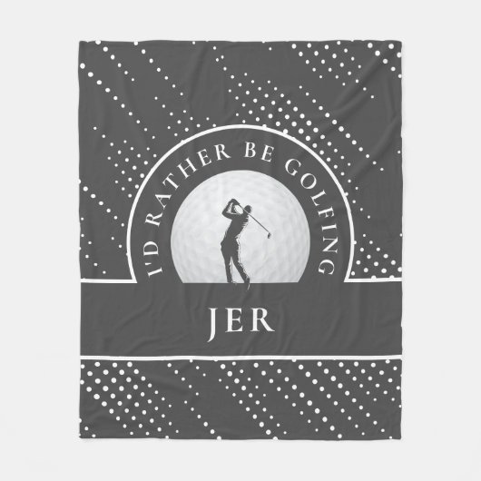 Golf Custom Golfer Monogrammed Silhouet Grijs Best Fleece Deken (Voorkant)