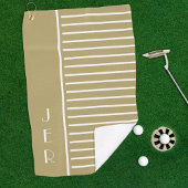Golf Custom Initialen | Goudwitte moderne strips Golfhanddoek