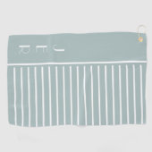 Golf Custom Initialen | Sage Green Modern Stripes Golfhanddoek (Horizontaal)