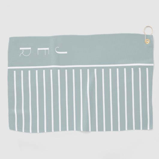 Golf Custom Initialen | Sage Green Modern Stripes Golfhanddoek (Horizontaal)