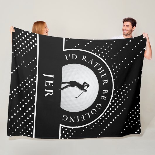 Golf Custom Male Golfer Silhouette Black & White Fleece Deken (In situ)