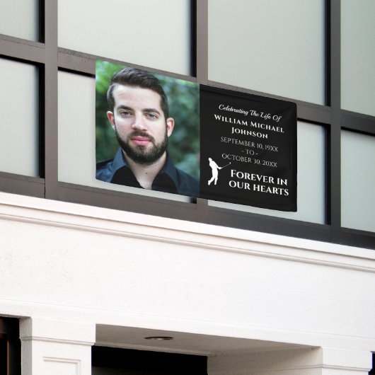 Golf Custom Photo Forever in Our Hearts Memorial Spandoek (Buitenkant Gebouw)