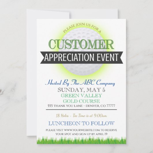 Golf Customer Appreciation Invitation Kaart (Voorkant)