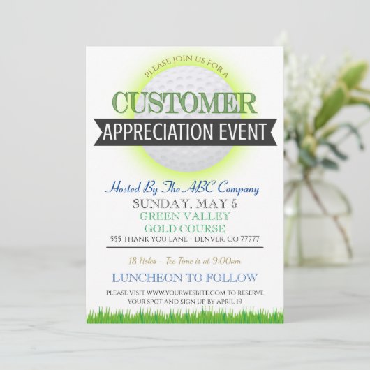 Golf Customer Appreciation Invitation Kaart (Staand voorkant)