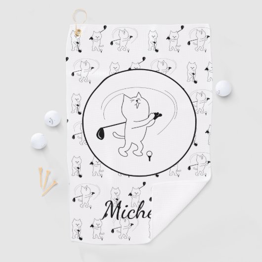 Golf Cute Cats Golfing Personalized Golf Towel Golfhanddoek (Insitu)