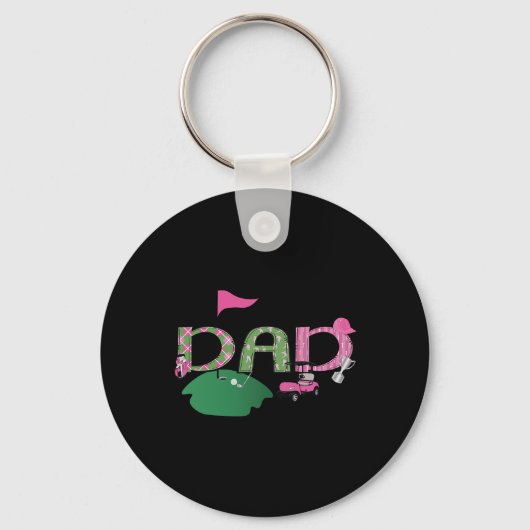 Golf Dad Hole in één golf 1e verjaardagsfeest Sleutelhanger (Voorkant)