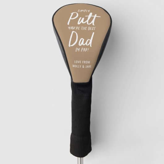 Golf dad modern beige white typografie grappig golfheadcover (Voorkant)