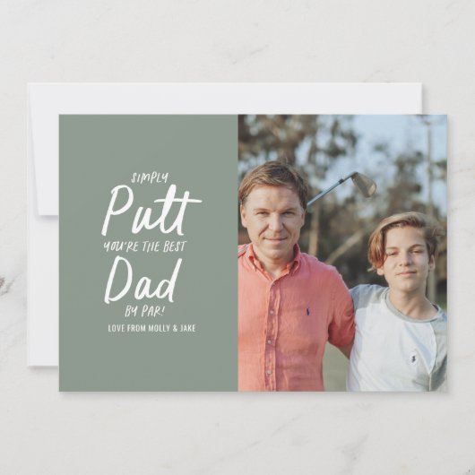 Golf dad modern khaki groene typografie grappige f feestdagenkaart (Voorkant)