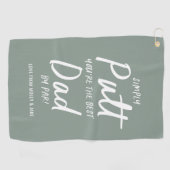 Golf dad moderne sage groene typografie grappige g golfhanddoek (Horizontaal)