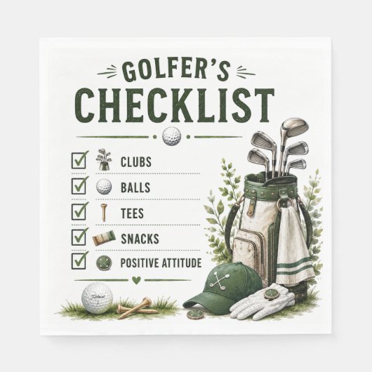 Golf Dagelijks Leven Grappige Checklist Servet (Voorkant)