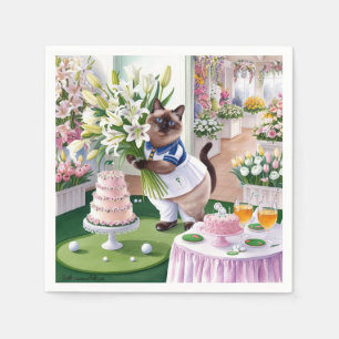 Golf dame golfer thema voor kattenliefhebbers servet