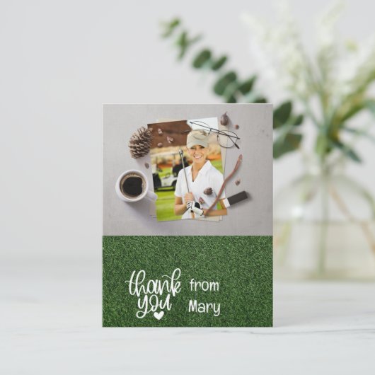 Golf Dank je Creëer je eigen fotogolfer Briefkaart (Staand voorkant)