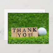 Golf Dank je kaart met bal op groen gras (Voorkant / Achterkant)