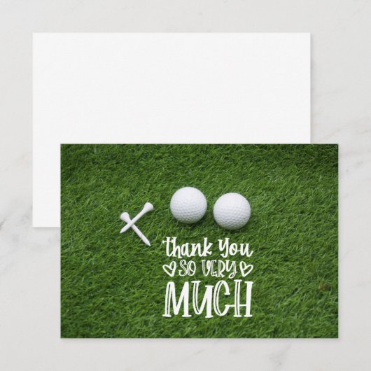 Golf Dank je kaart met bal voor golfer (Voorkant / Achterkant)