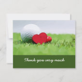 Golf Dank je kaart met golfbal en hartenliefde (Voorkant)