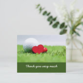 Golf Dank je kaart met golfbal en hartenliefde (Staand voorkant)