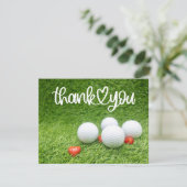 Golf Dank je kaart met golfbal en hartenliefde (Staand voorkant)