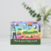 Golf Dank je kaart met golfer flag ball pet (Staand voorkant)