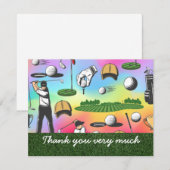 Golf Dank je kaart met golfer flag ball pet (Voorkant / Achterkant)