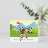 Golf Dank je kaart met golfer op groen (Staand voorkant)