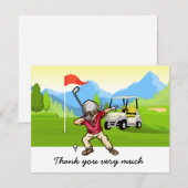 Golf Dank je kaart met golfer op groen (Voorkant / Achterkant)