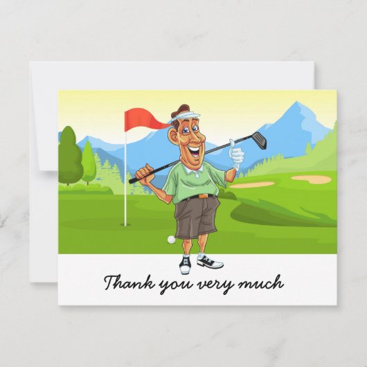 Golf Dank je kaart met golfer op groen (Voorkant)