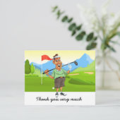 Golf Dank je kaart met golfer op groen (Staand voorkant)