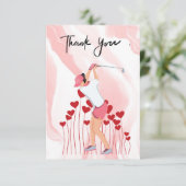 Golf Dank je kaart met golfer waterverf vrouw (Staand voorkant)