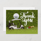 Golf Dank je kaart met golfkarretje op groen gras (Voorkant / Achterkant)