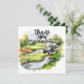 Golf Dank je kaart met golfkarretje waterverf (Staand voorkant)
