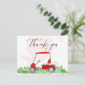 Golf Dank je kaart met golfkarretje waterverf (Staand voorkant)