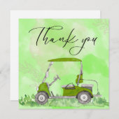Golf Dank je kaart met golfkarretje waterverf (Voorkant / Achterkant)