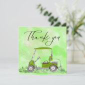 Golf Dank je kaart met golfkarretje waterverf (Staand voorkant)