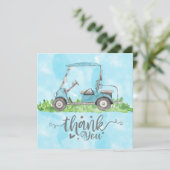 Golf Dank je kaart met golfkarretje waterverf (Staand voorkant)