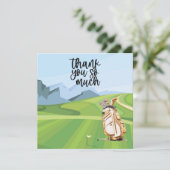 Golf Dank je kaart met golfkarretje waterverf (Staand voorkant)