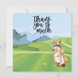 Golf Dank je kaart met golfkarretje waterverf