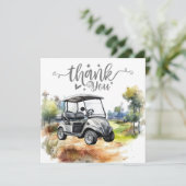 Golf Dank je kaart met golfkarretje waterverf (Staand voorkant)