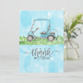 Golf Dank je kaart met golfkarretje waterverf (Staand voorkant)