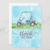 Golf Dank je kaart met golfkarretje waterverf (Voorkant / Achterkant)