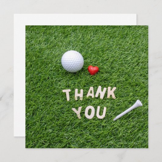 Golf Dank je kaart met liefde en golfbal (Voorkant / Achterkant)
