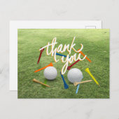 Golf Dank je met golfbal en t - shirts op groen Briefkaart (Voorkant / Achterkant)