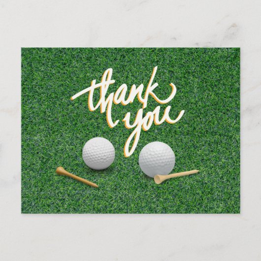 Golf Dank je met golfbal en t - shirts op groen Briefkaart (Voorkant)