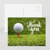 Golf Dank je wel met golfbal op groen gras Briefkaart (Voorkant / Achterkant)